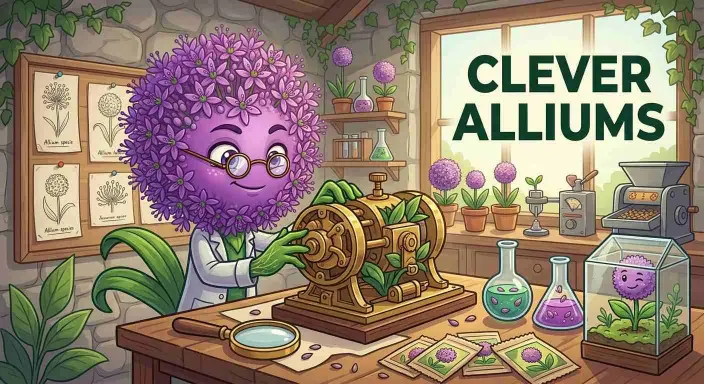 Clever allium flower garden cartoon