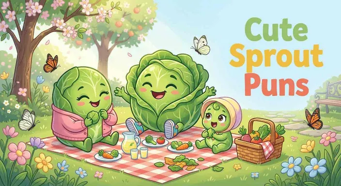 Cute Brussels sprouts friends smiling