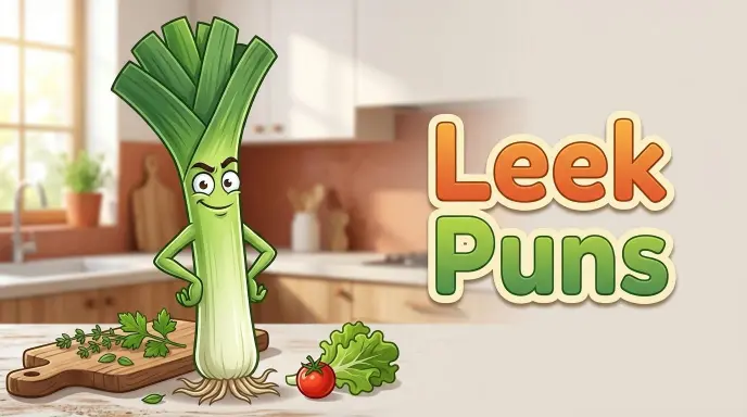 Funny leek character smiling