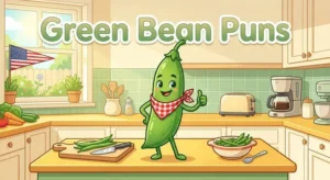Cheerful green bean character