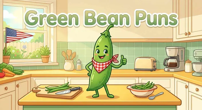 Cheerful green bean character