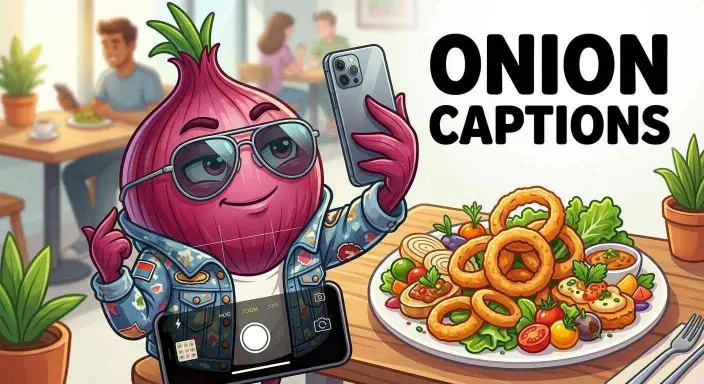 Onion character taking selfie