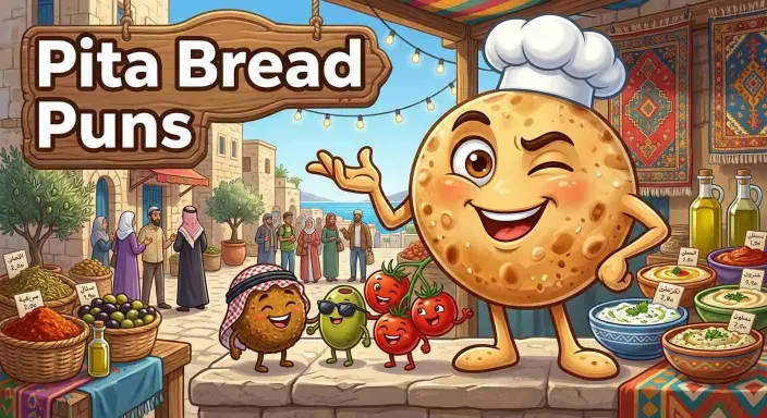 Funny pita bread with food