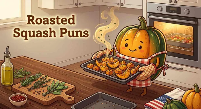 Roasted squash cooking in kitchen