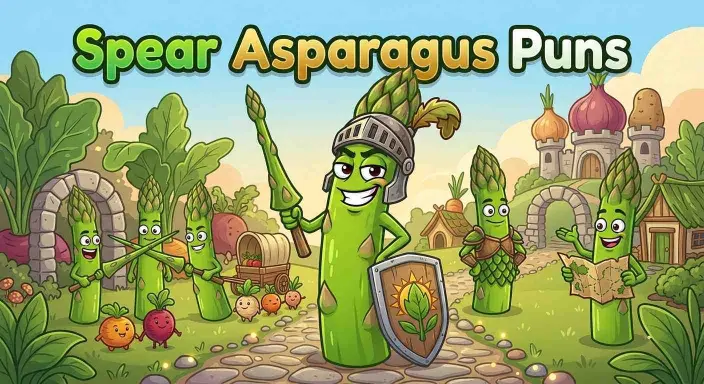 Asparagus spears in funny scene