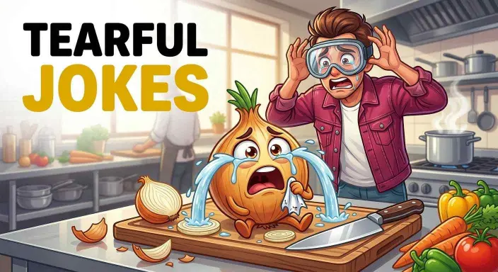 Crying onion  in kitchen