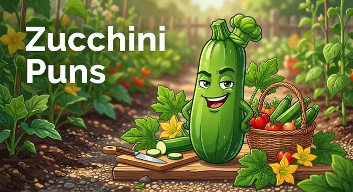 Funny zucchini with playful expression